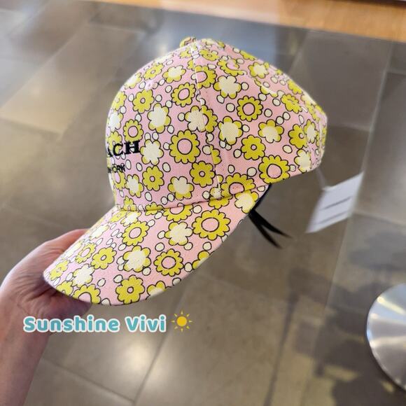 NWT COACH Floral Print Baseball Hat CBO67 Lime M/L - Picture 5 of 6